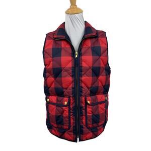 J Crew Vest Womens S Small Buffalo Check Excursion Quilted Down Zip Up Puffer